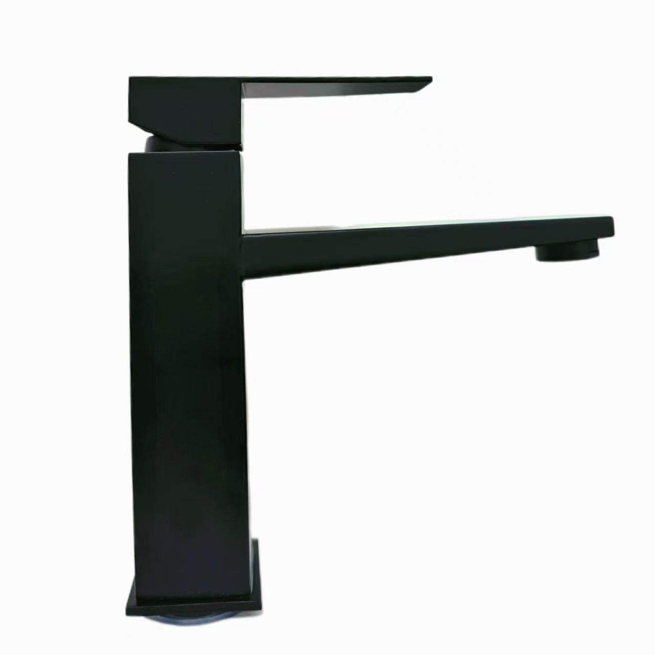 Isitayile sanamhlanje seMinimalist eFrosted Black Square Basin Faucet